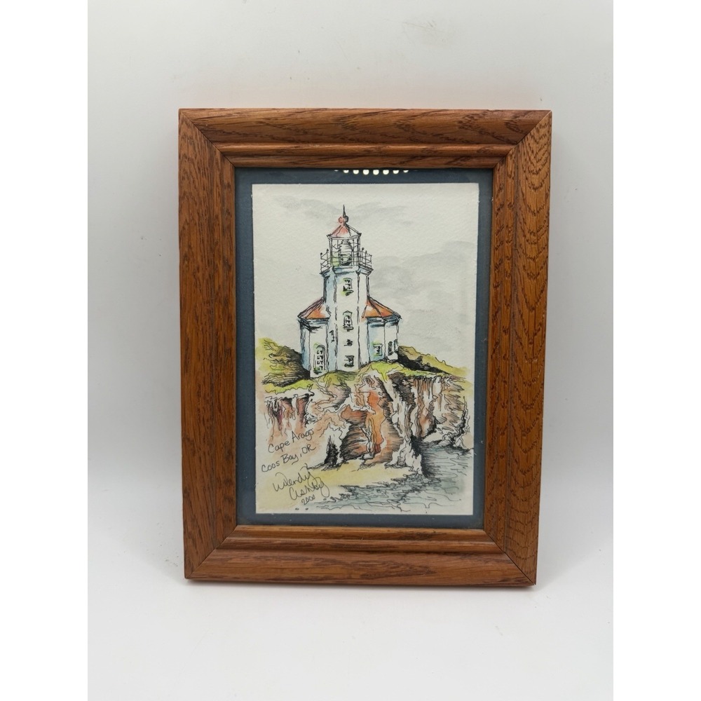 Wendy Ashby 2006 Cape Arago Lighthouse Coos Bay Oregon Framed Art Signed